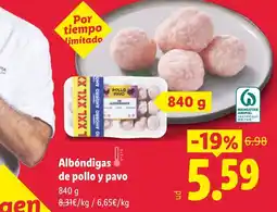 Lidl Albóndigas de pollo y pavo oferta