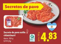 Lidl Secreto de pavo estilo chimichurri oferta