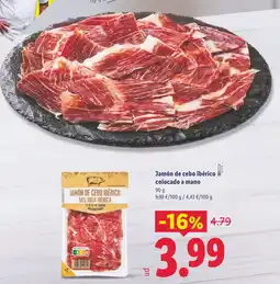 Lidl Jamón de cebo ibérico colocado a mano oferta