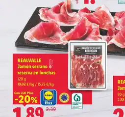 Lidl REALVALLE Jamón serrano reserva en lonchas oferta