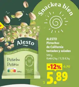Lidl ALESTO Pistachos de California tostados y salados oferta