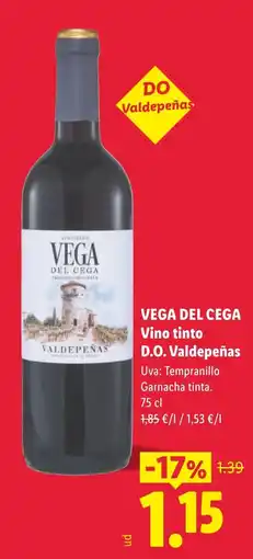 Lidl VEGA DEL CEGA Vino tinto D.O. Valdepeñas oferta