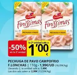 Supermercados MAS Campofrío - pechuga de pavo oferta