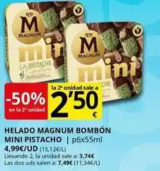 Supermercados MAS Magnum - helado bombon mini pistacho oferta