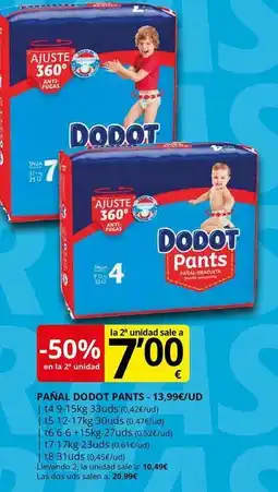Supermercados MAS Dodot - panal pants oferta