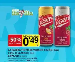 Supermercados MAS La casera - tinto de verano limón, s/al o clasico oferta