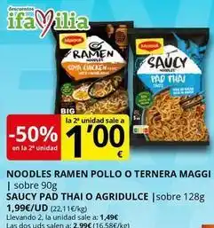 Supermercados MAS Maggi - noodles ramen pollo o ternera oferta