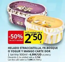 Supermercados MAS Carte d'or - helado stracciatella, fr.bosque o yogur y mango oferta