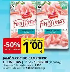 Supermercados MAS Campofrío - jamon cocido oferta