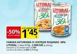 Supermercados MAS Litoral - fabada asturiana o lentejas riojanas -30% oferta