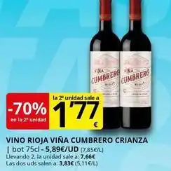 Supermercados MAS Viña vilano - vino rioja cumbrero crianza oferta