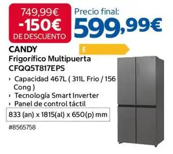 Candy - frigorifico multipuerta cfqqq5t817eps