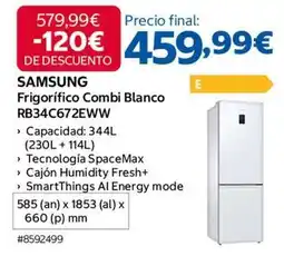Costco Samsung - frigorifico combi blanco rb34c672eww oferta