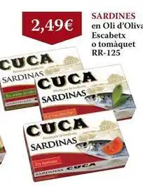 Suma Supermercados Cuca - sardines en oli d'oliva escabetx o tomàquet oferta