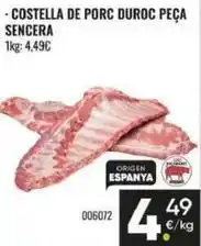 Family Cash Duroc - costella de porc duroc peça sencera oferta
