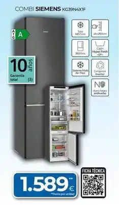 Tien 21 Siemens - combi kc39n4xf oferta