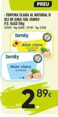 Family Cash Oli - tonyina clara al natural o oli de gira-sol family oferta