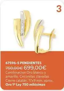 Cristian Lay Oro - combinacion blanco y amarillo. circonitas clavadas. cierre catalán oferta