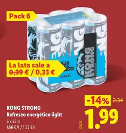 Lidl KONG STRONG Refresco energético light oferta