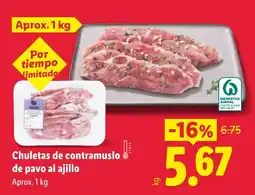 Lidl Chuletas de contramuslo de pavo al ajillo oferta