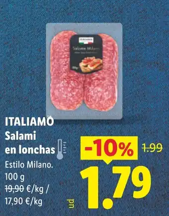 Lidl ITALIAMO Salami en lonchas oferta