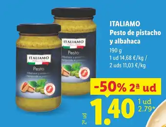 Lidl ITALIAMO Pesto de pistacho y albahaca oferta