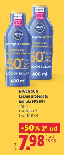 Lidl NIVEA SUN Loción protege & hidrata FPS 50+ oferta