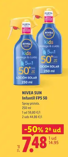 Lidl NIVEA SUN Infantil FPS 50 oferta