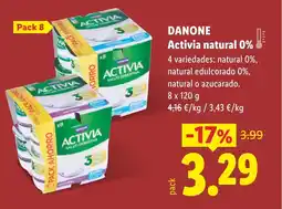 Lidl DANONE Activia natural 0% oferta