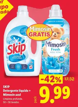 Lidl SKIP Detergente líquido + Mimosín azul oferta