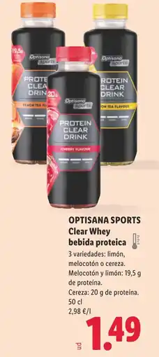 Lidl OPTISANA SPORTS Clear Whey bebida proteica oferta