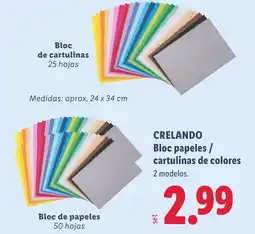 Lidl CRELANDO Bloc papeles / cartulinas de colores oferta