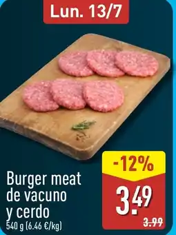 ALDI Burger meat de vacuno y cerdo oferta