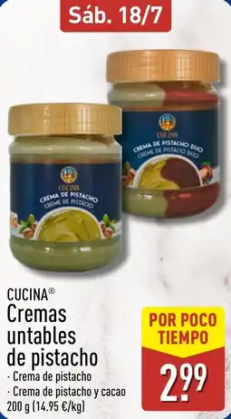 ALDI CUCINA Cremas untables de pistacho oferta
