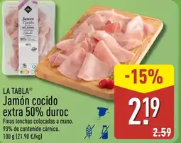 ALDI LA TABLA Jamón cocido extra 50% duroc oferta