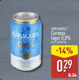 ALDI KARLSQUELL Cerveza lager 0,0% oferta