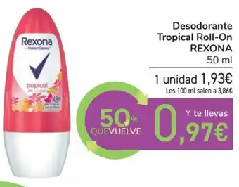 Carrefour Desodorante Tropical Roll-On Rexona 50 ml oferta