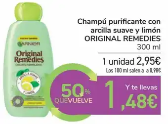 Carrefour Champú Purificante Con Arcilla Suave u Limón Original Remedies 300 ml oferta