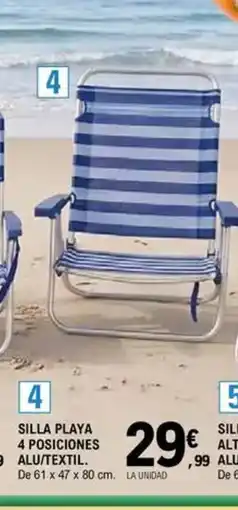 E.Leclerc Silla playa 4 posiciones alu/textil oferta
