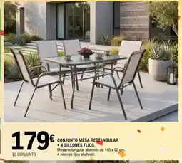 E.Leclerc Conjunto mesa rectangular +4 sillones fijos oferta