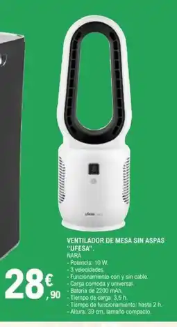 E.Leclerc UFESA Ventilador de mesa sin aspas oferta