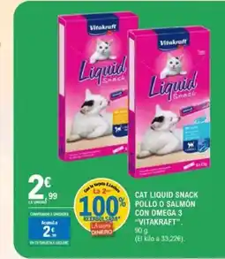 E.Leclerc VITAKRAFT Cat liquid snack % pollo o salmón con omega 3 oferta