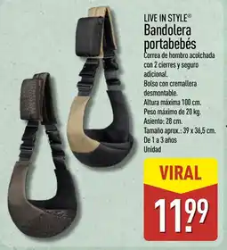ALDI LIVE IN STYLE Bandolera portabebés oferta