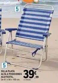 E.Leclerc Silla playa alta 4 posiciones alu/ textil oferta