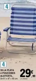 E.Leclerc Silla playa 4 posiciones altu/ textil oferta