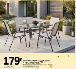 E.Leclerc Conjunto mesa rectangular + 4 sillones fijos oferta