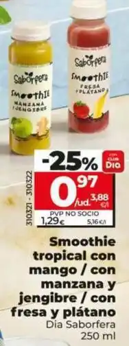Dia Dia saborfera - smoothie tropical con mango/con manzana y jengibre/con fresa y plátano oferta
