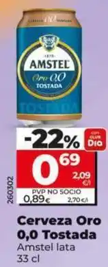 Dia Amstel - cerveza oro 0,0 tostada oferta