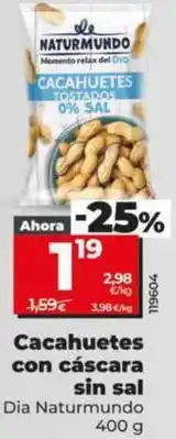 Dia Dia naturmundo - cacahuetes con cascara sin sal oferta