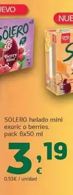 HiperDino Solero - helado mini exorico o berries oferta
